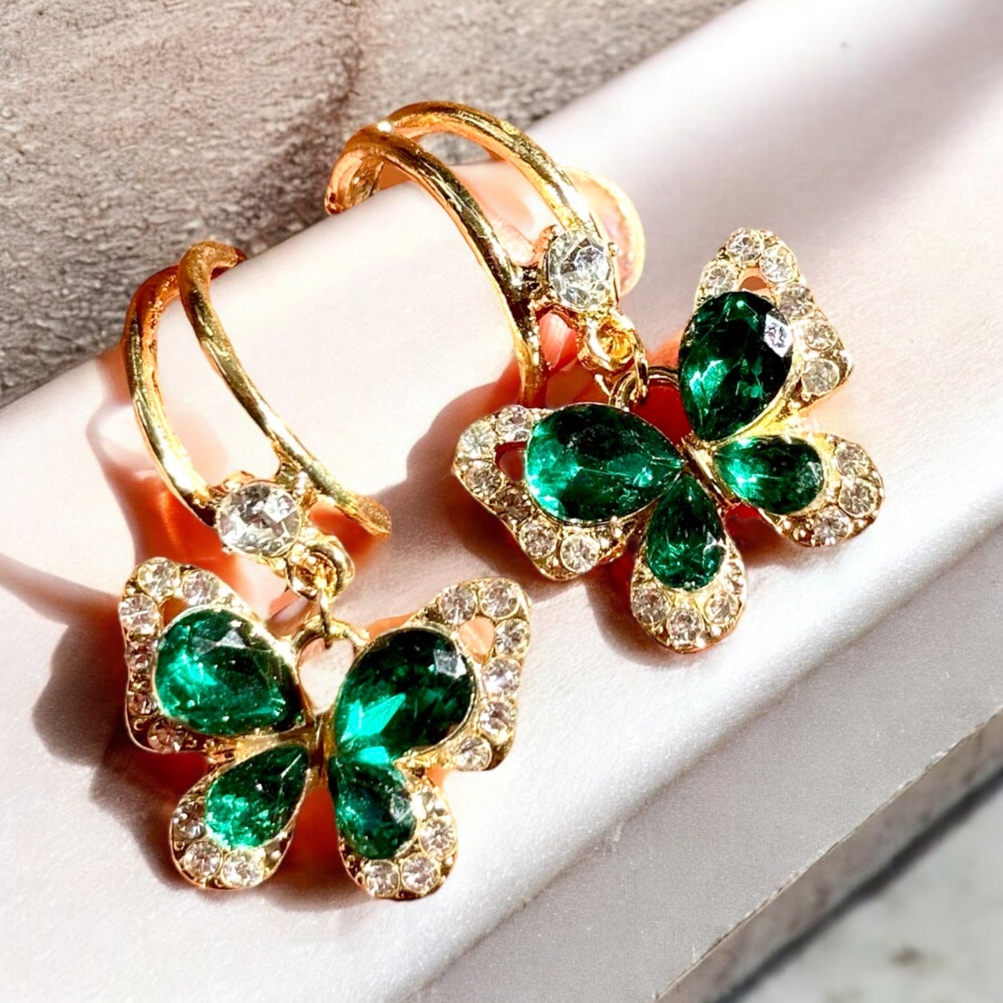 Emerald Butterfly Earrings