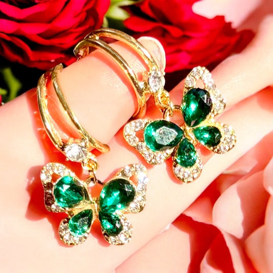 Emerald Butterfly Earrings