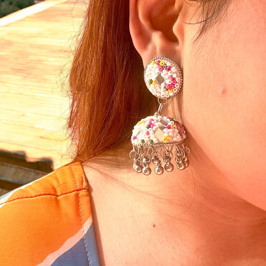 Mirror Bead Drop Earrings